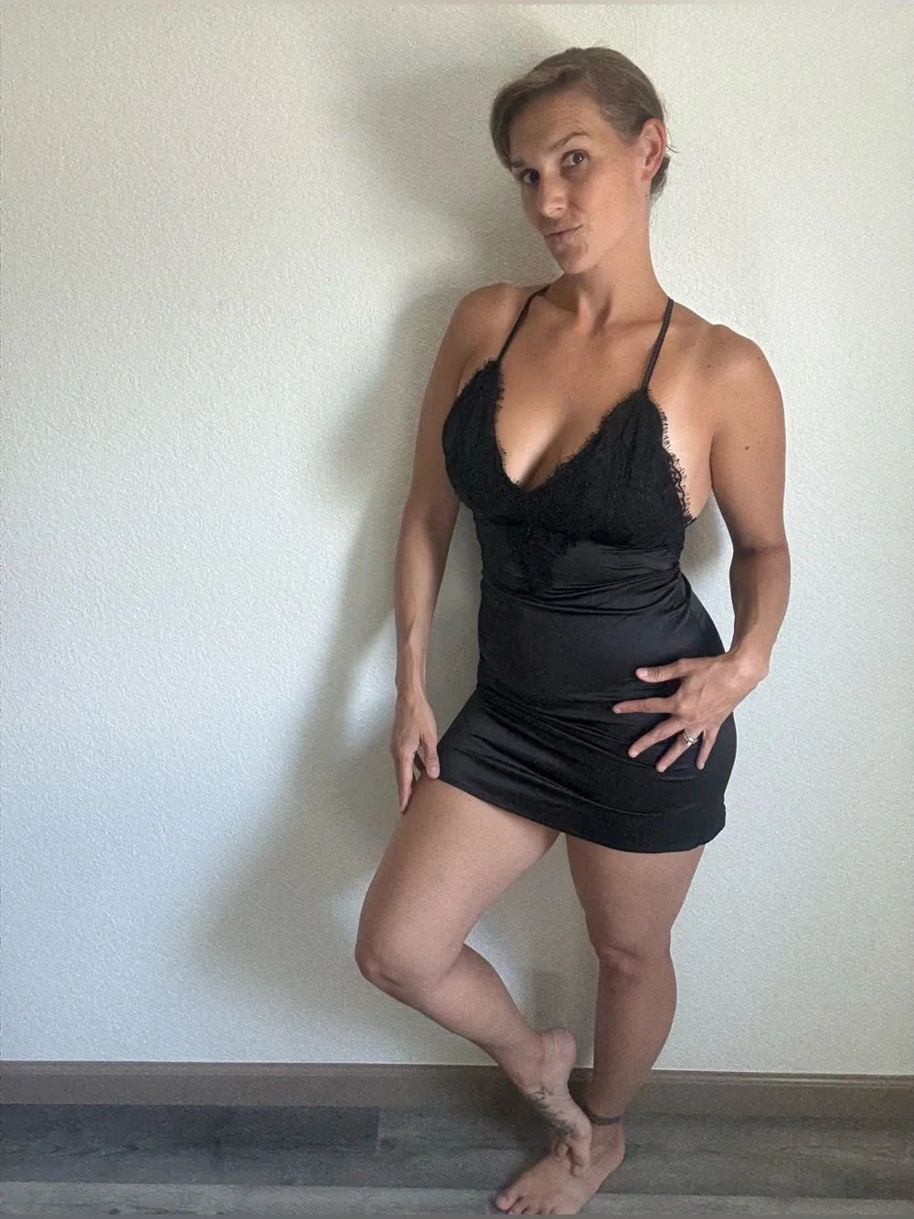 Boohoo Satin Chantilly Lace Cami Mini Dress Black NEW 6